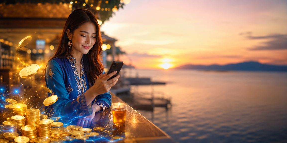 Pemain wanita berbaju kurung mengakses kasino mudah alih di Kota Kinabalu